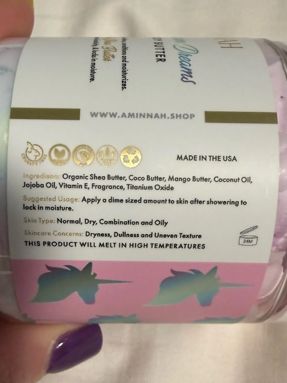 AMINNAH Unicorn Dreams Whipped Body Butter - Pastel Pink & Blue